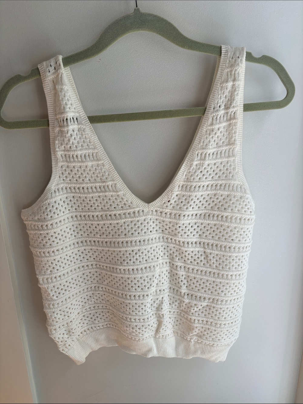 Marine Layer Women's Cream Crochet V-Neck Tank Top size S